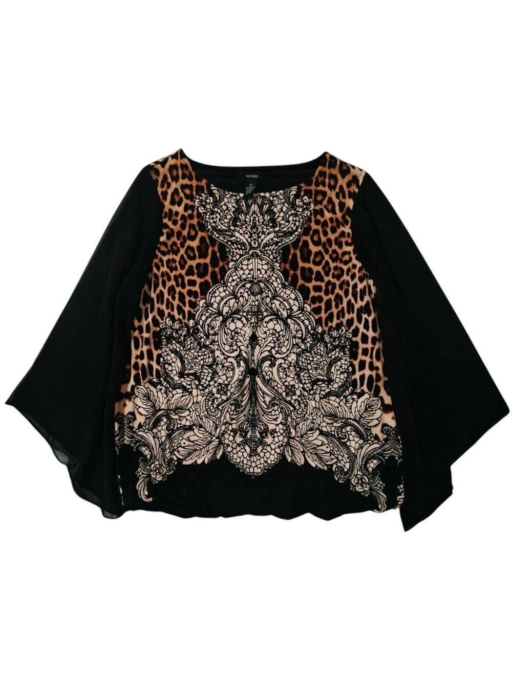 Alfani Y2K Leopard Rhinestone Top M Medium Bedazzled Goth Grunge Fairy Cheetah